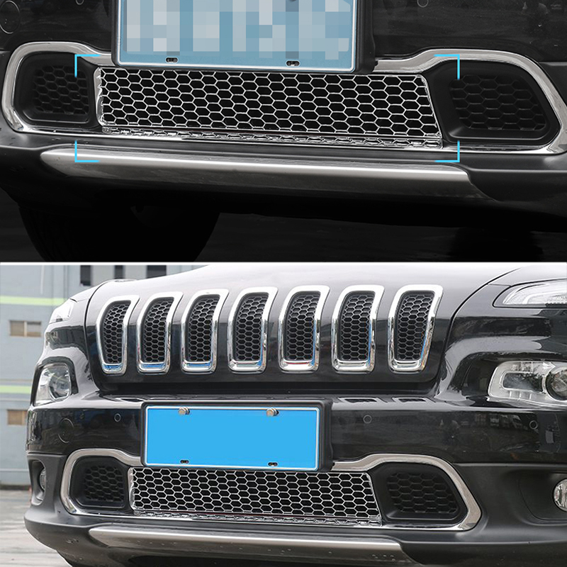 For Jeep Cherokee Abs Front Lower Mesh Grille Grill Frame