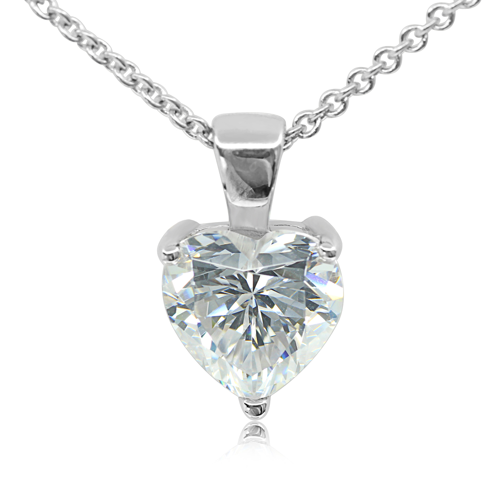 925 Sterling Charm Jewelry Necklace Heartshaped Diamond Cut Pendant Crystal US