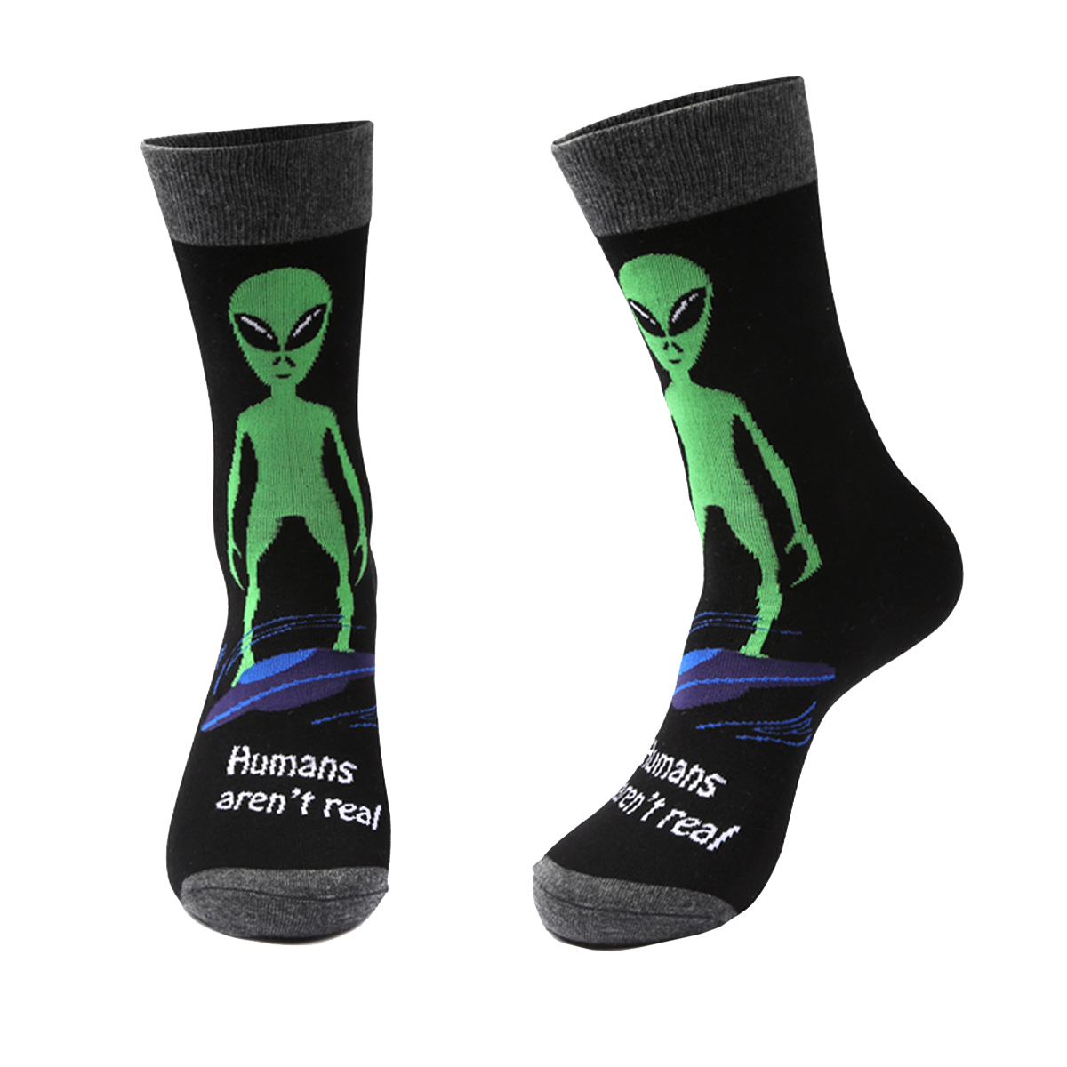 1 Pair Unisex Zmart Men's Crew Socks Weird Sasquatch Alien Vampire
