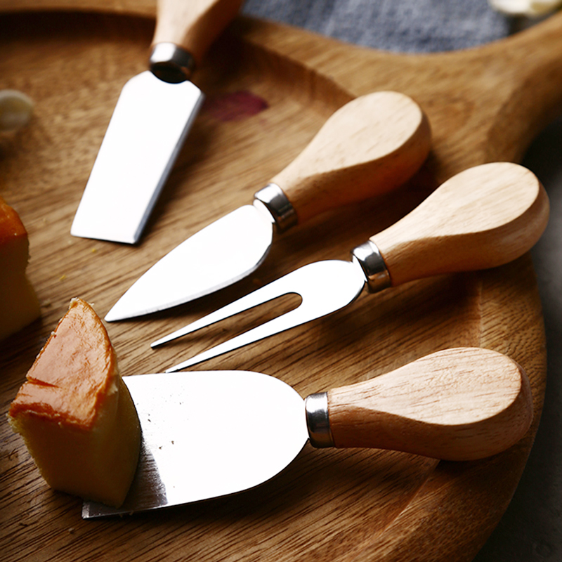 Cheese Knives W Wooden Handles Stainless Steel Butter Knife Fork Set