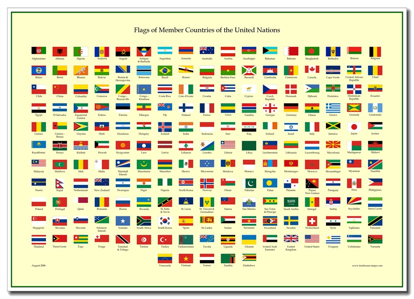 Hot 34"x24" Flags Of Member Countries Of United Nations Poster Wall Decoration