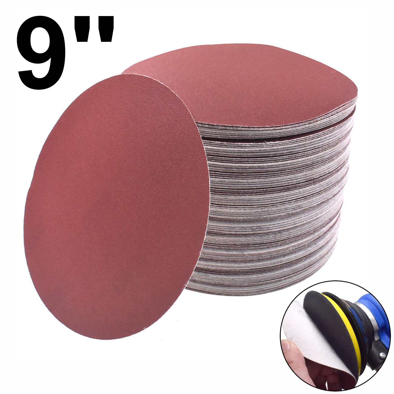 9 225mm Sanding Discs Sander Pads 60 320 Grit Hook And Loop Sandpaper