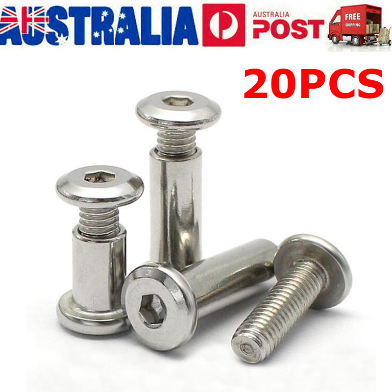 20X 304 Stainless Steel Allen Flat Nut Hex Nut Bolt Round Head Sleeve