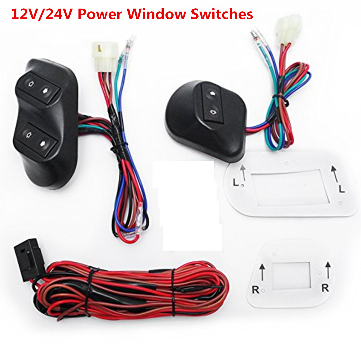 Universal 12V//24V Buttons SUV Car Power Window Switches With Holder/&Wire Harness