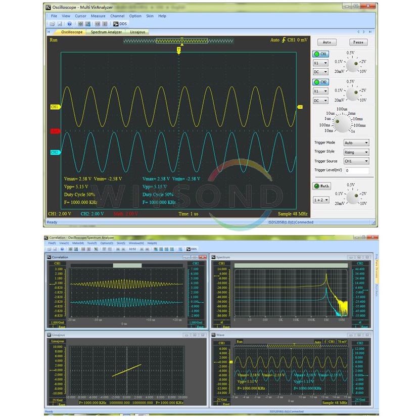 ISDS205X 5 IN 1 PC Based USB Spectrum Analyzer DDS Logic Analyzer