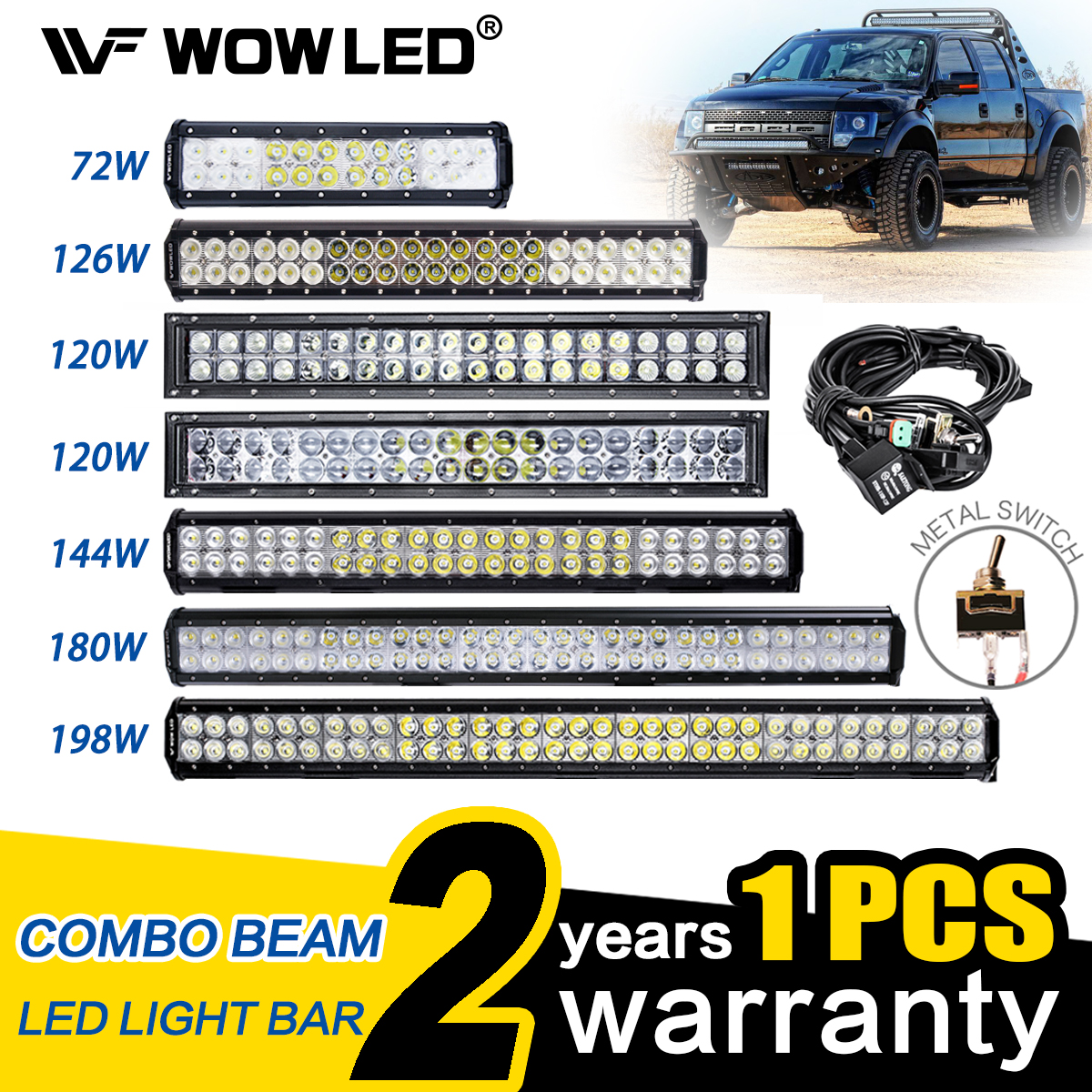 WOW - LED Light Bar 12V 24V Flood Spot Combo Beam Offroad Work