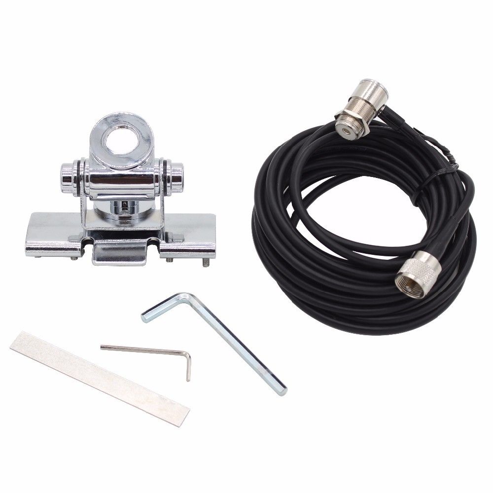 RB400 Car Antenna Clip Mount + 5M PL259 Feeder Cable for KT8900 VV