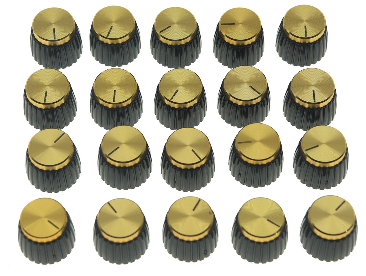 KAISH 20xGuitar AMP Amplifier Knobs Black w/Gold Cap Push on Knobs for