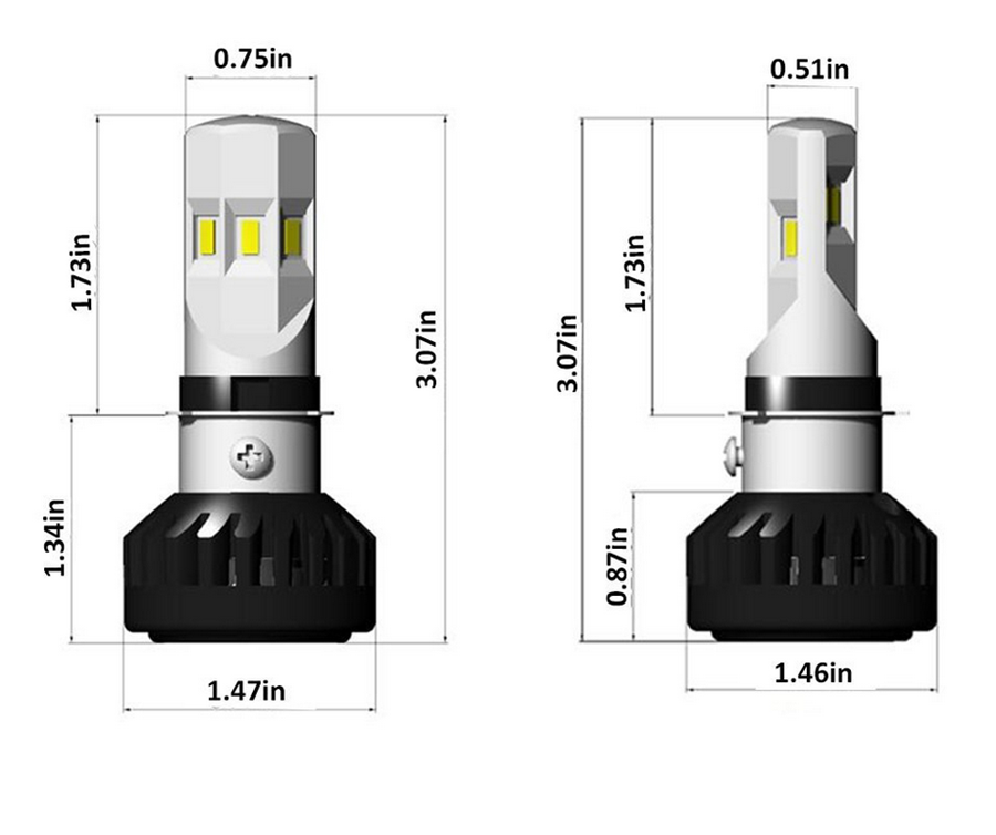 Universal Motorcycle H4 LED Headlight Bulb 35W 12V Hi/Low Light Cooling Fan  Kit