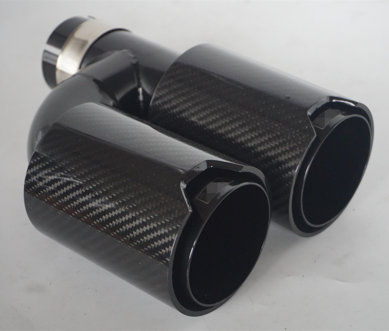 63-89mm Universal Full Glossy Carbon Fiber Car Exhaust Dual Pipes End