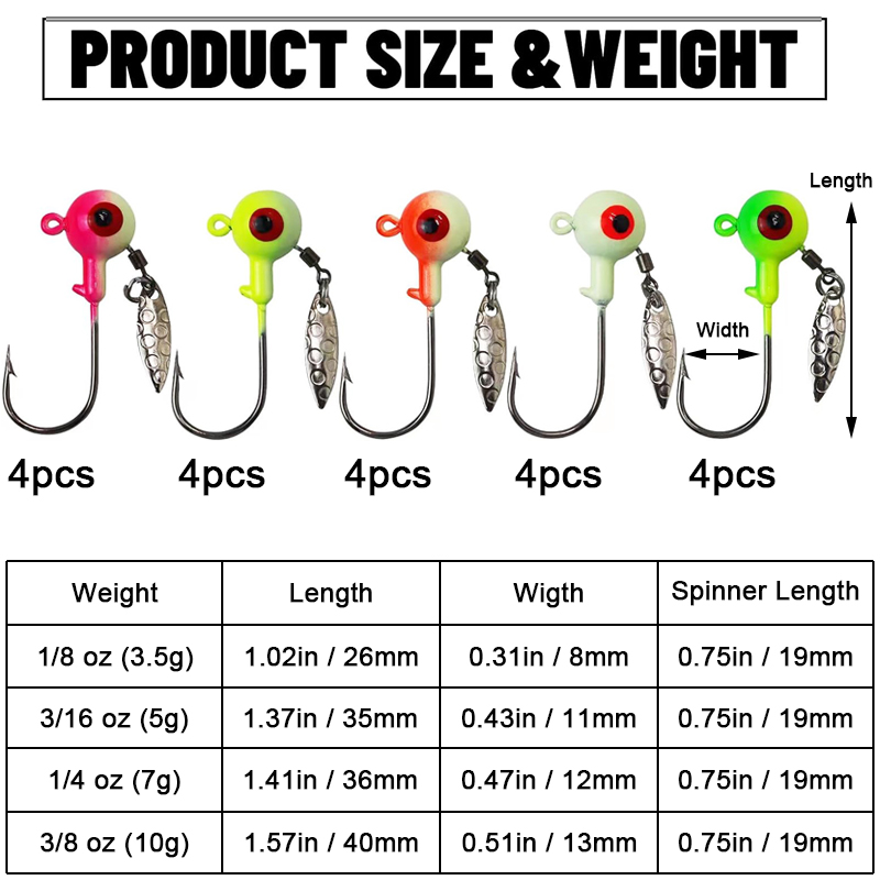 5 pièces/lot crochet de plomb 2g 3g 5g 7g 10g 12g 14g 18g tête de gabarit plomb eau profonde