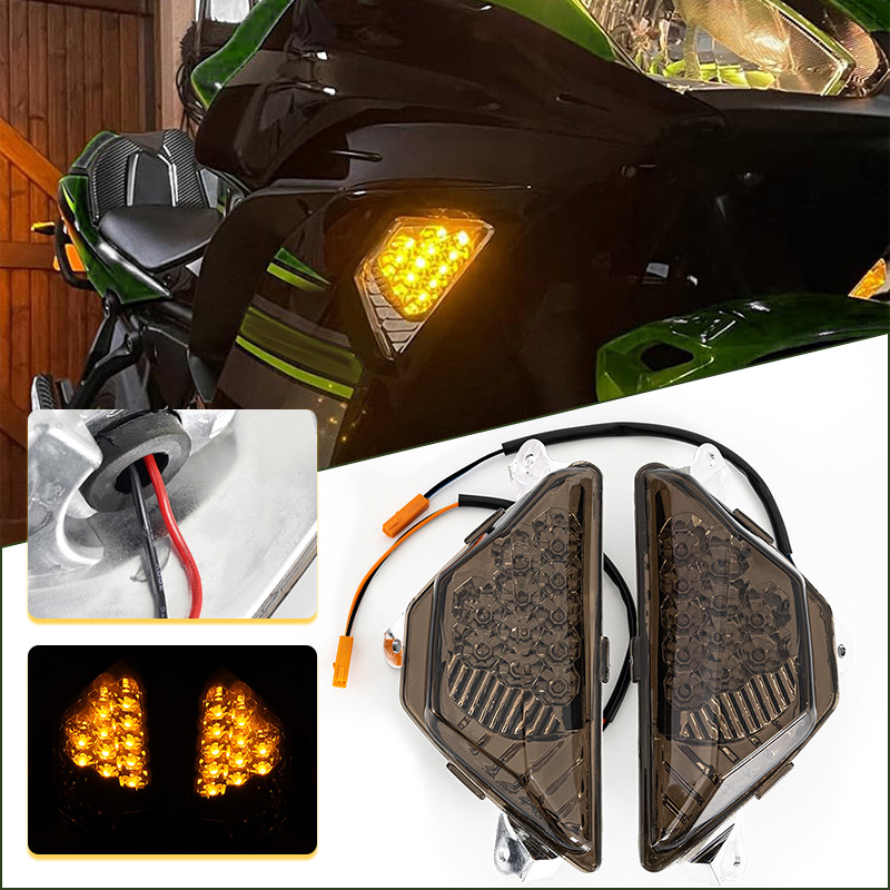 2x Front LED Turn Signals Indicator Light For Kawasaki Ninja