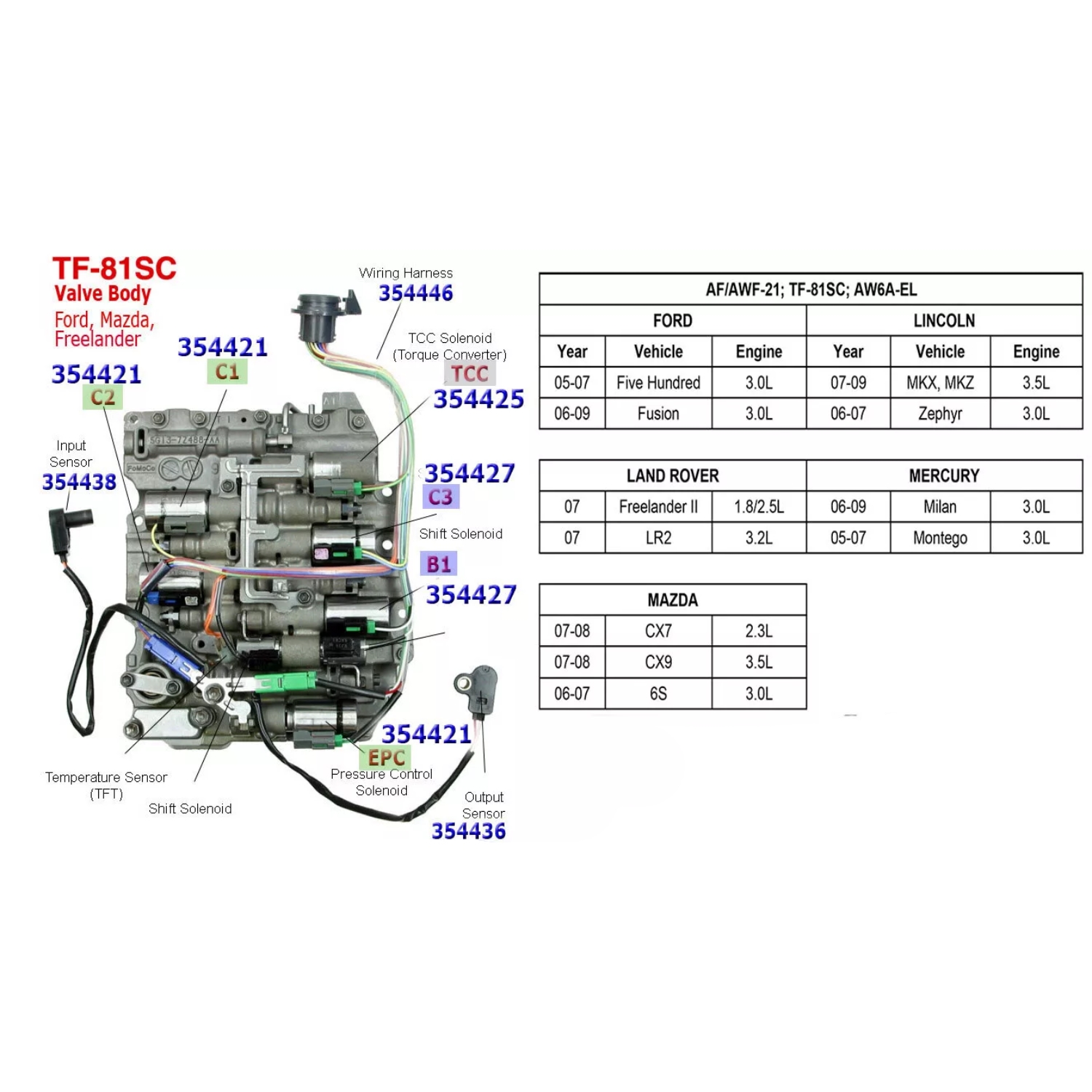 AF40-6 TF80SC Transmission Solenoid Kit Set Fit for 2006-2011