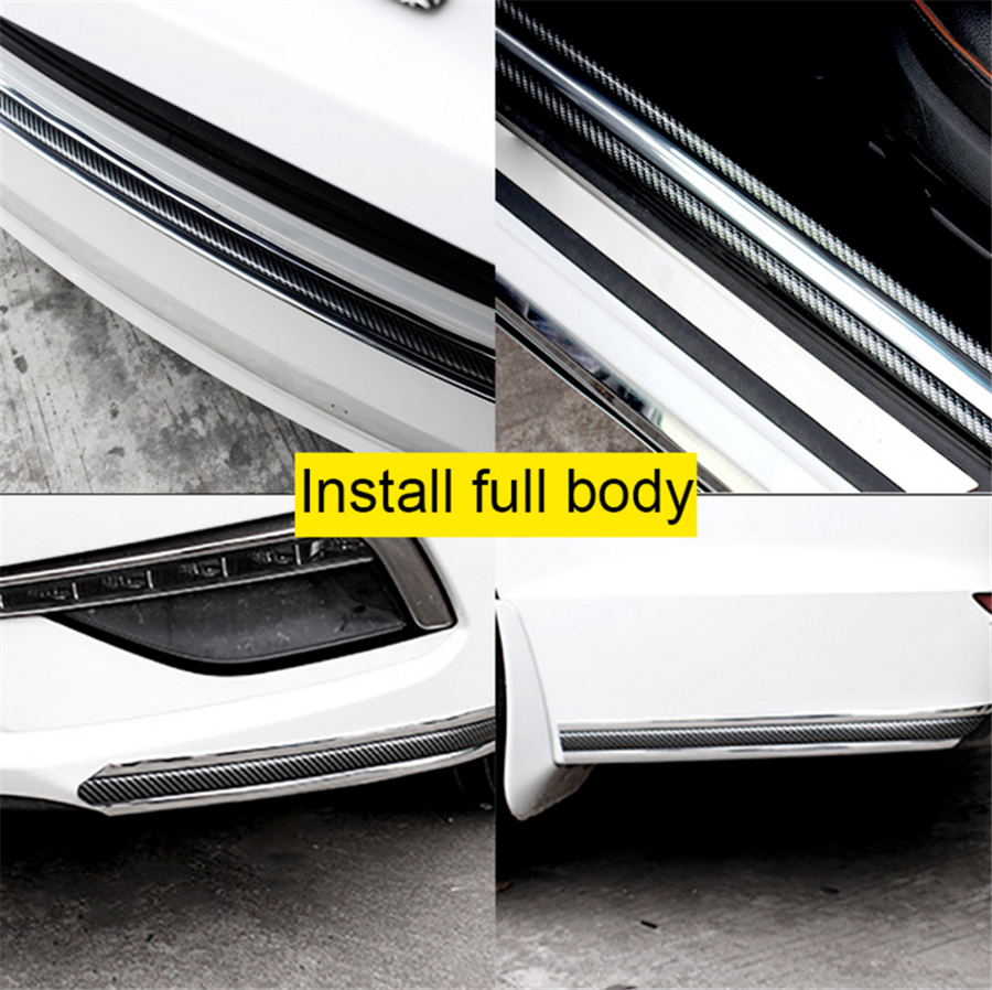 2 5m 7cm Car Door Sill Protector Strip Carbon Fiber Silver Pvc For