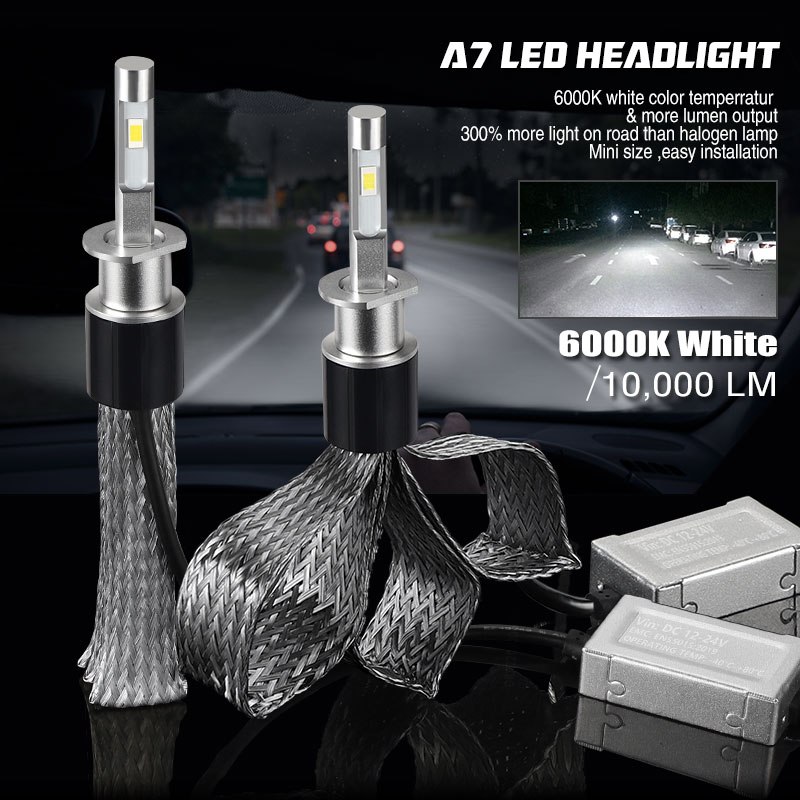2X Fanless CSP H1 LED Headlight Bulbs Conversion 10000LM 6000K White  Headlamp