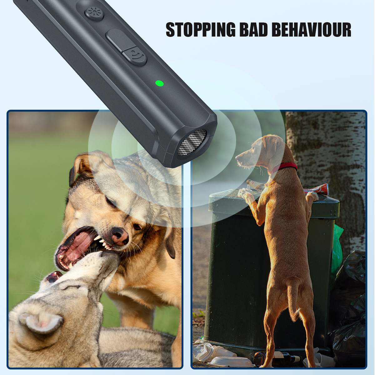 Ultrasonic Dog Repeller - Rechargeable Anti-Barking Training Device - Handheld With USB Charging