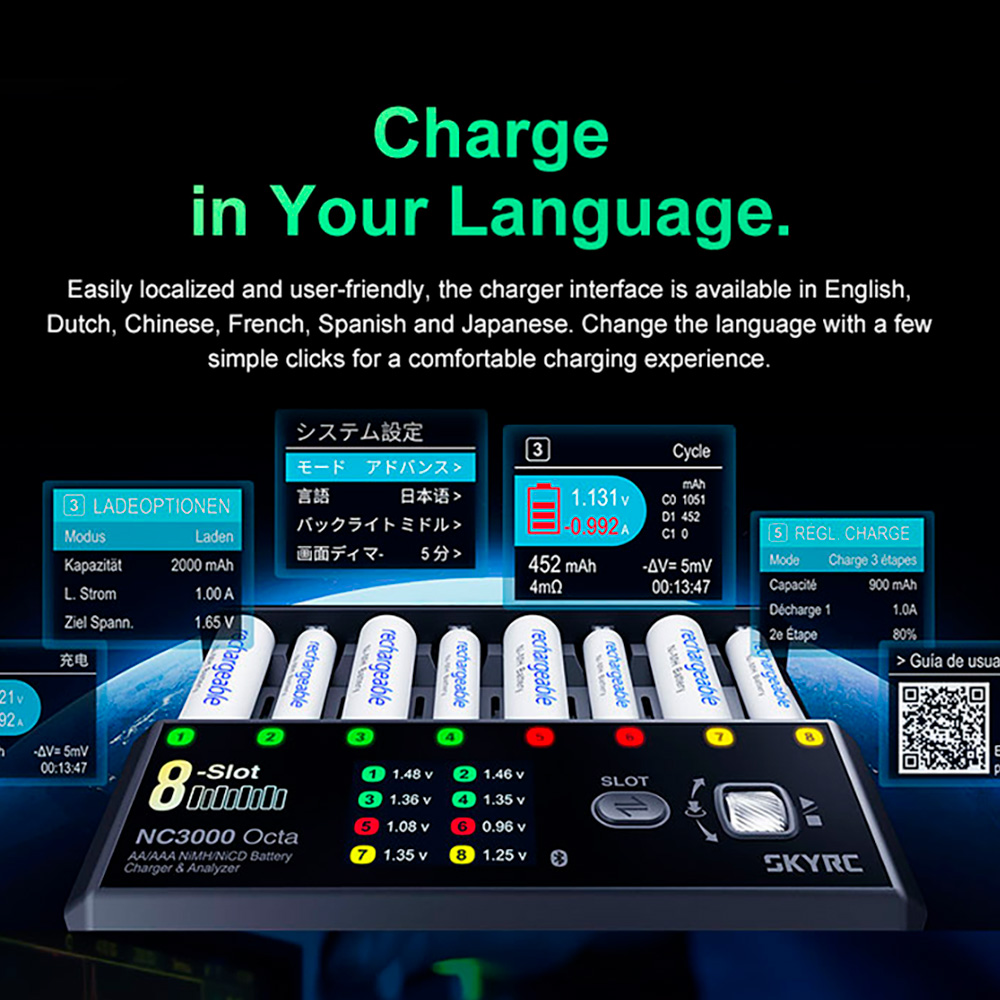 SKYRC NC3000 Octa NiMH NiCD Battery Charger 8-Slot 48W AA/AAA