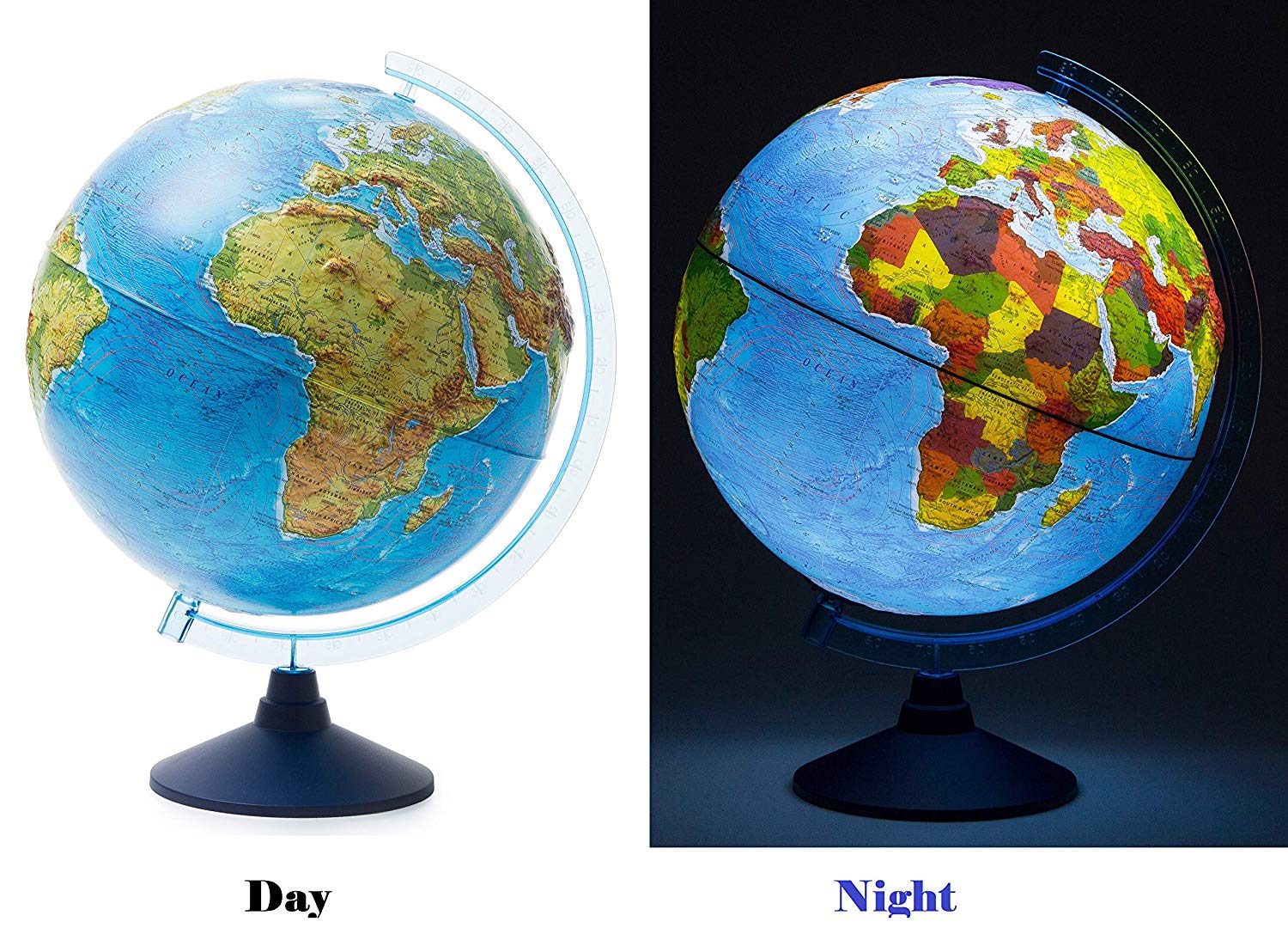 13" Illuminated Relief Globe LED Lighting Map Geography World Map