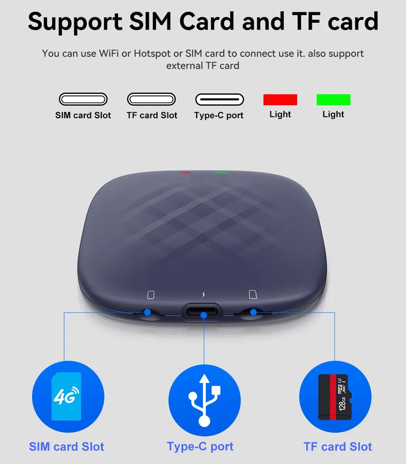 Carlinkit TBOX PLUS Wireless Carplay AI BOX Android Auto GPS BT