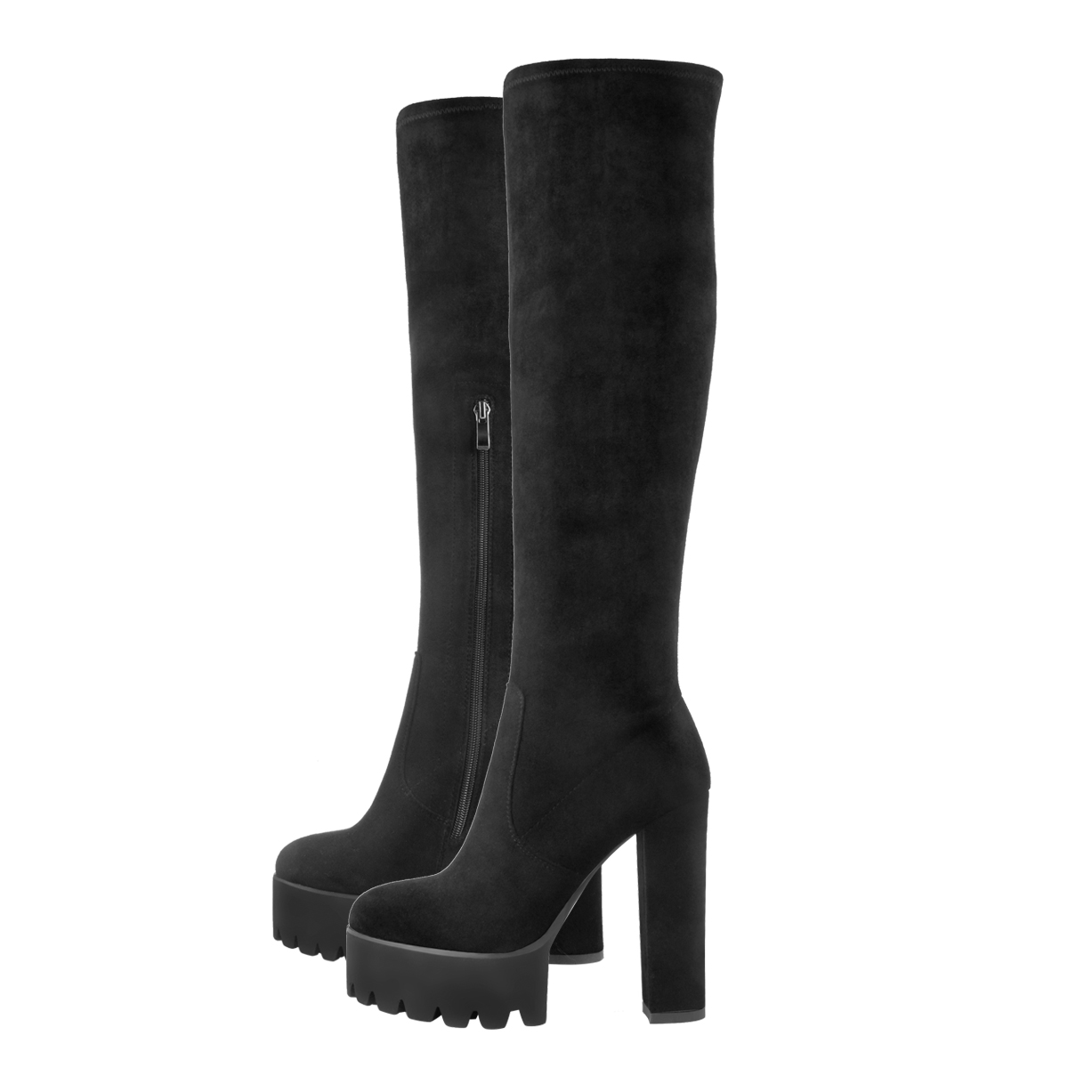 critic black block heeled platform over the knee boots
