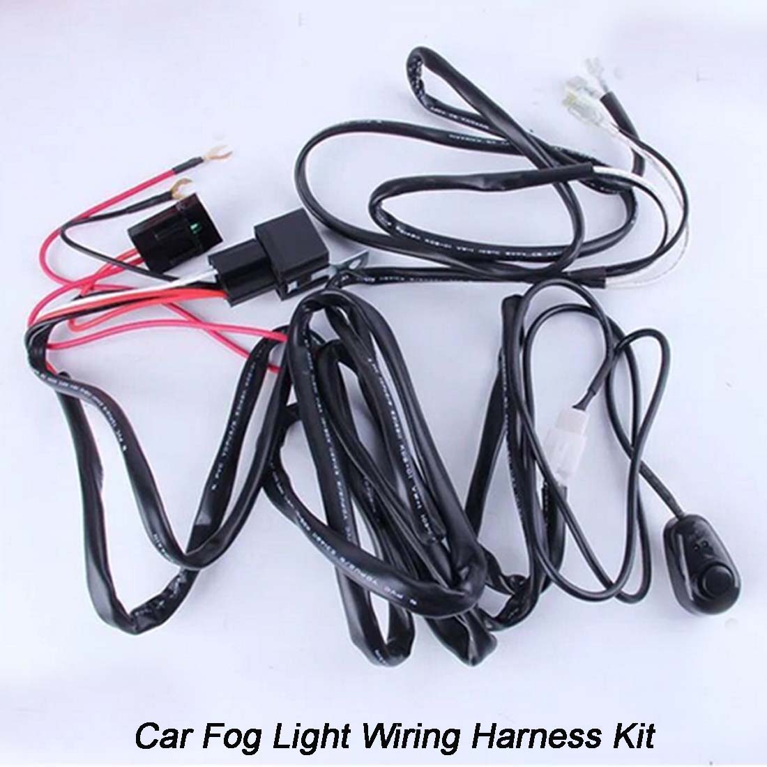 12V Car Complete Fog Spot Light LED Wiring Loom Harness Switch Kit