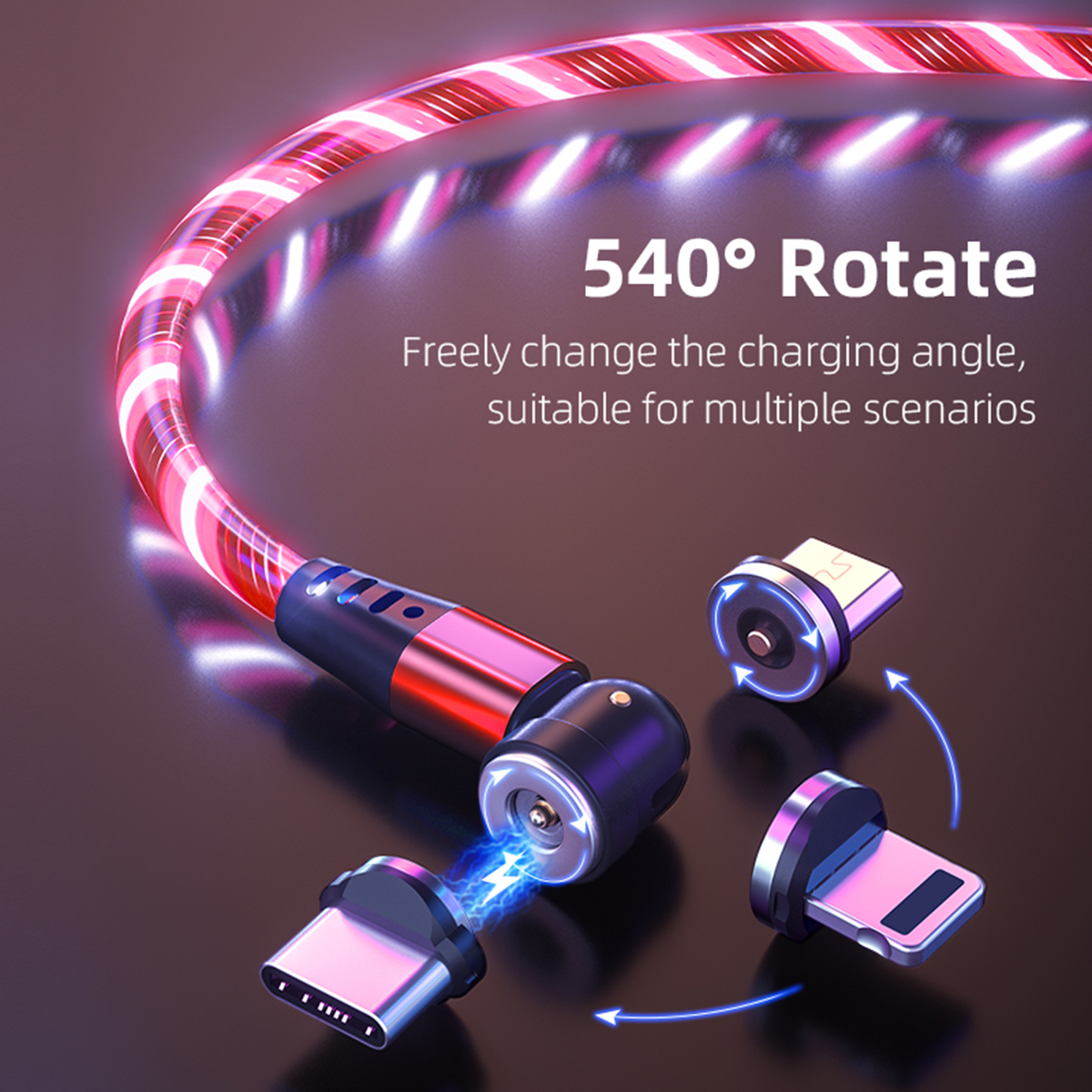 Rotate Magnetic Fast Charger Cable Led For Micro Usb Ios Type | My XXX