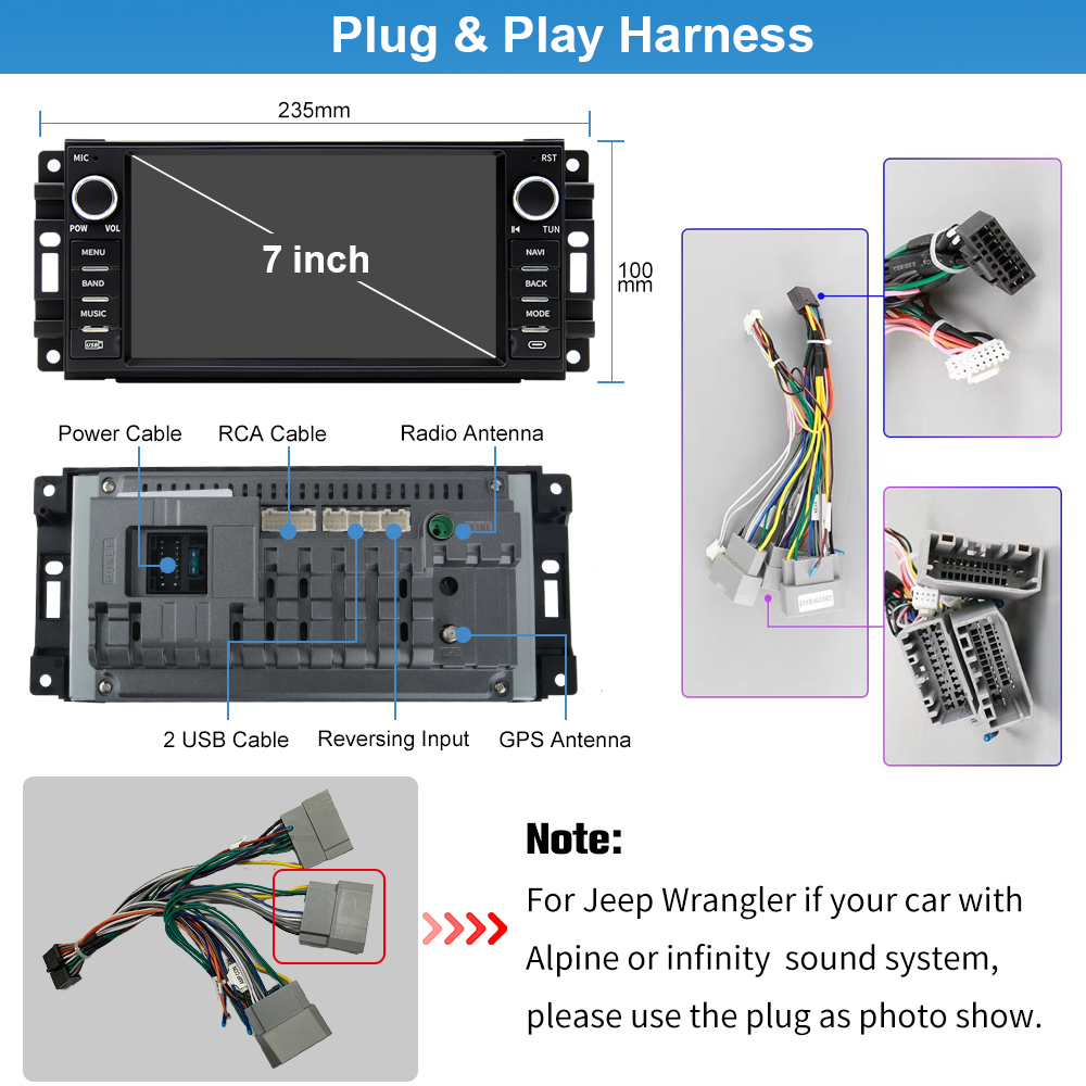Car Stereo Radio Navi Apple CarPlay For JEEP WRANGLER COMPASS DODGE RAM CHARGER