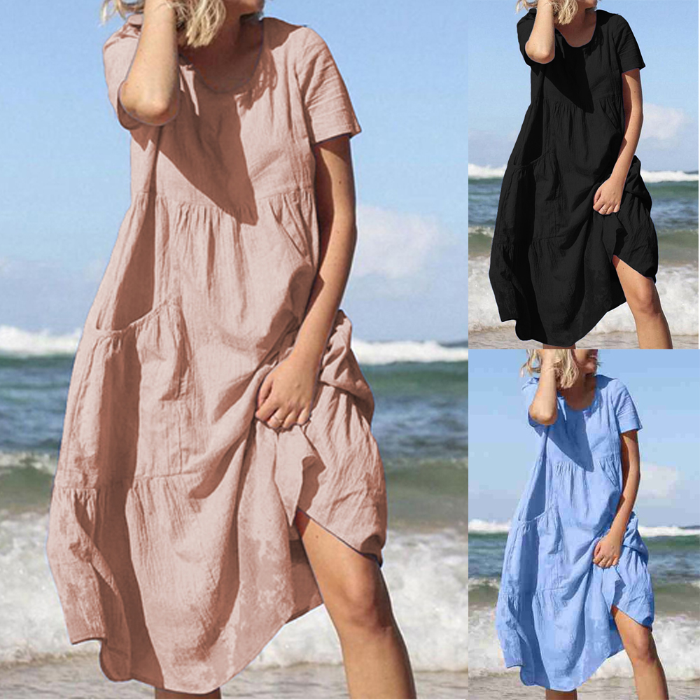 short sleeve summer midi dresses