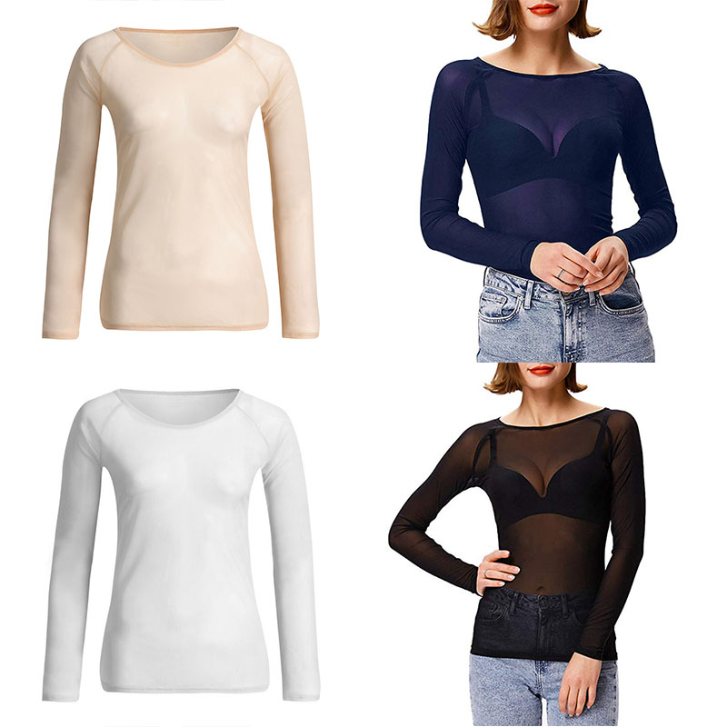 women's tops with sheer sleeves