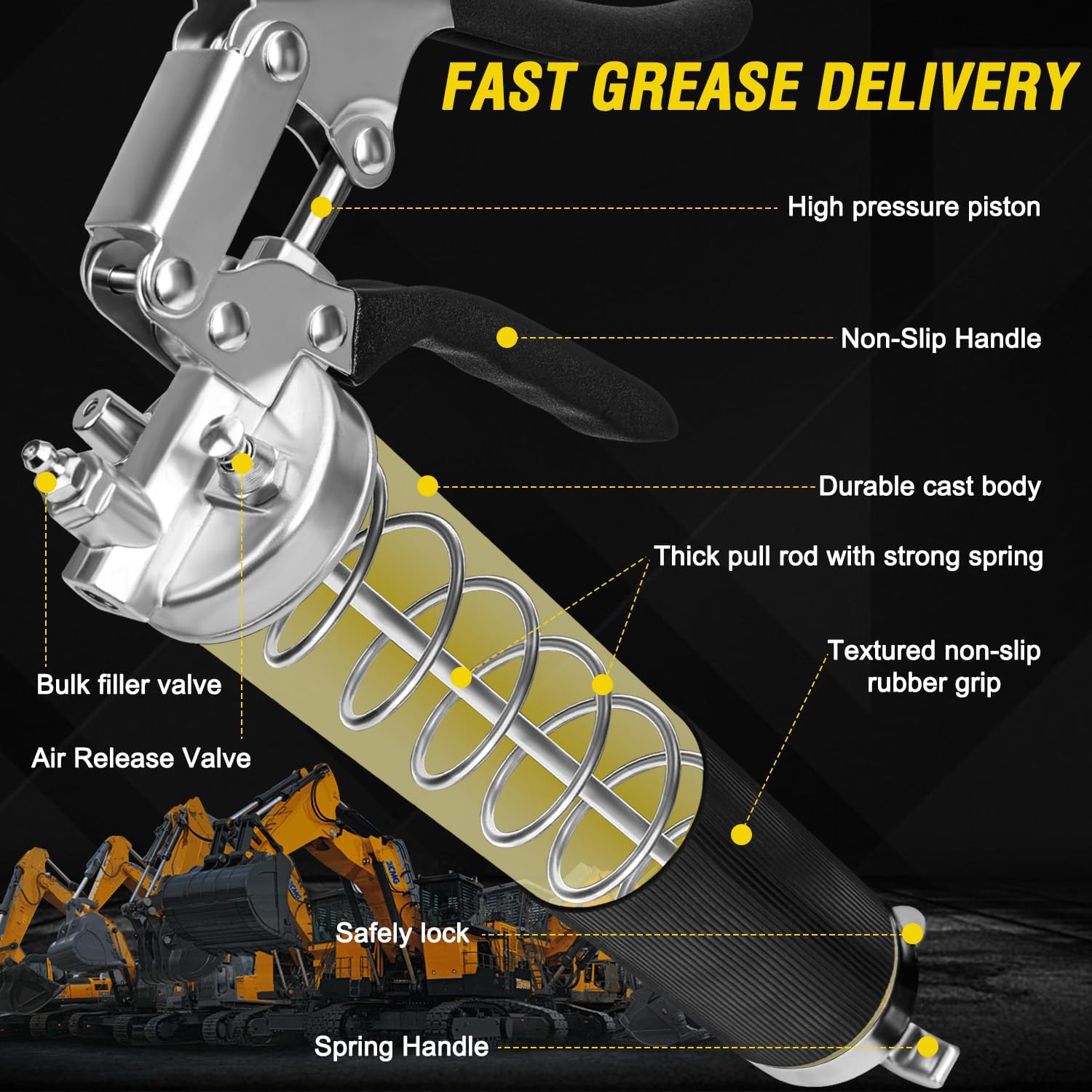 Grease Gun Pistol Grip 6000PSI Professional Heavy Duty 18 Flex Hose Grease Gun Pistol Grip 6000PSI Professional Heavy Duty 18 Flex Hose