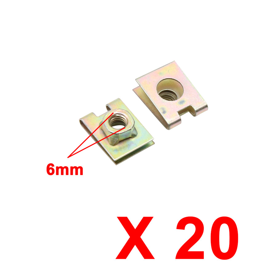 20X Metal U Shape Clips Speed Nuts Fastener Rivet M6 for Auto Car Pannel Fender
