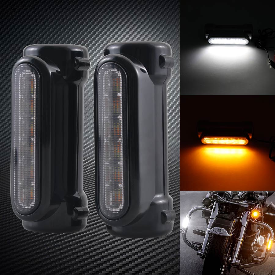 1.25" Black Aluminum Turn Signal Highway Crash Bar Lights for Harley