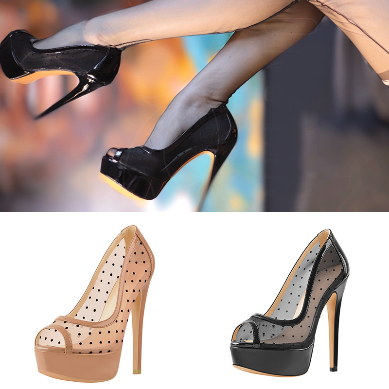 Women High Heel Platform Elegant Peep Toe Pumps OL Slip On
