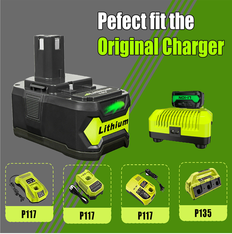 Batterie De Rechange 18V 5,5Ah Pour Outil Ryobi - Compatible Avec Modèles P108, RB18L50, Etc. - Avec Indicateur LED Et Protection Intégrée