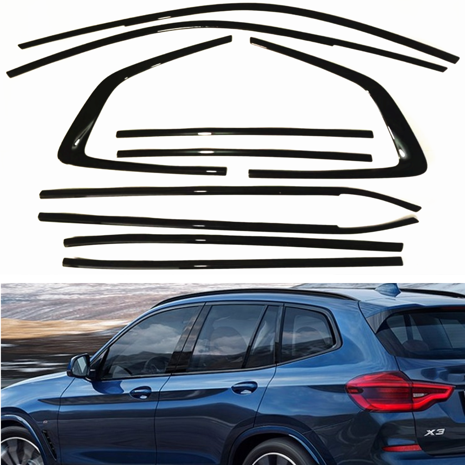 Window Strip Trim For BMW G01 X3 2018 2019 2020 2021-2024 Gloss