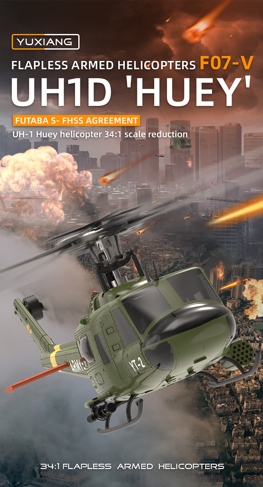 YUXIANG F07-V UH-1 Huey 6-Axis Gyro 6CH 3D Flying Brushless RC