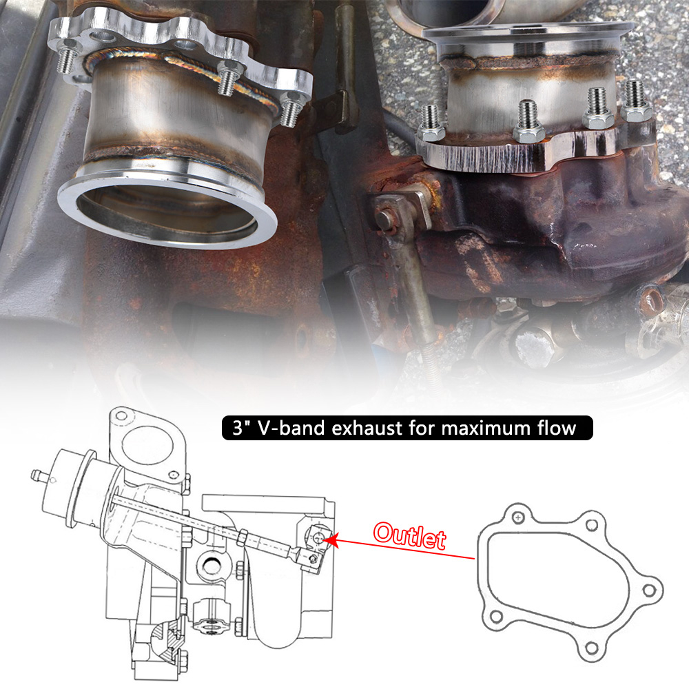 BARTOO T25/T28 Turbo To 2.5" V-Band Adapter - 5 Bolt Flange, Stainless Steel