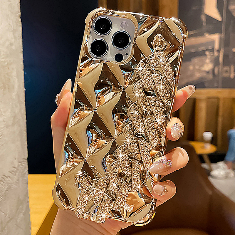 For iPhone 15 Pro Max 14 13 12 11 XS MAX Luxury Diamond Silver