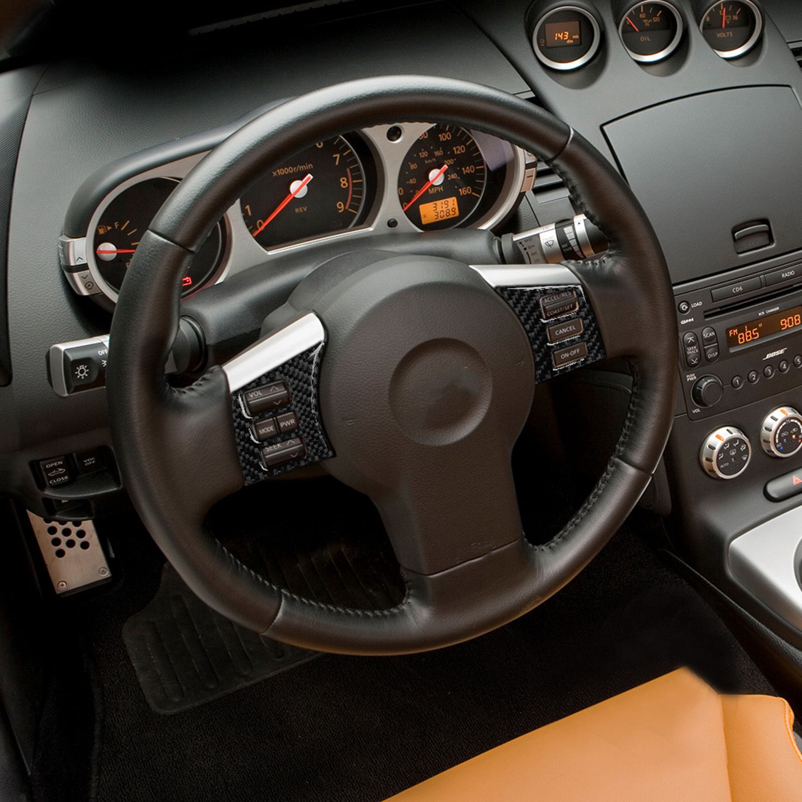 ロケット 1 Set Carbon Fiber Steering Wheel Button Cover Trim For Nissan