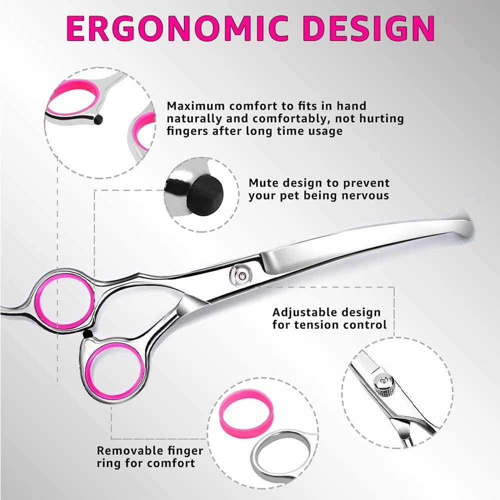 PET GANIC シザー 6IN1 Professional Pet Dog Grooming Scissors Kit Safety Round Tip