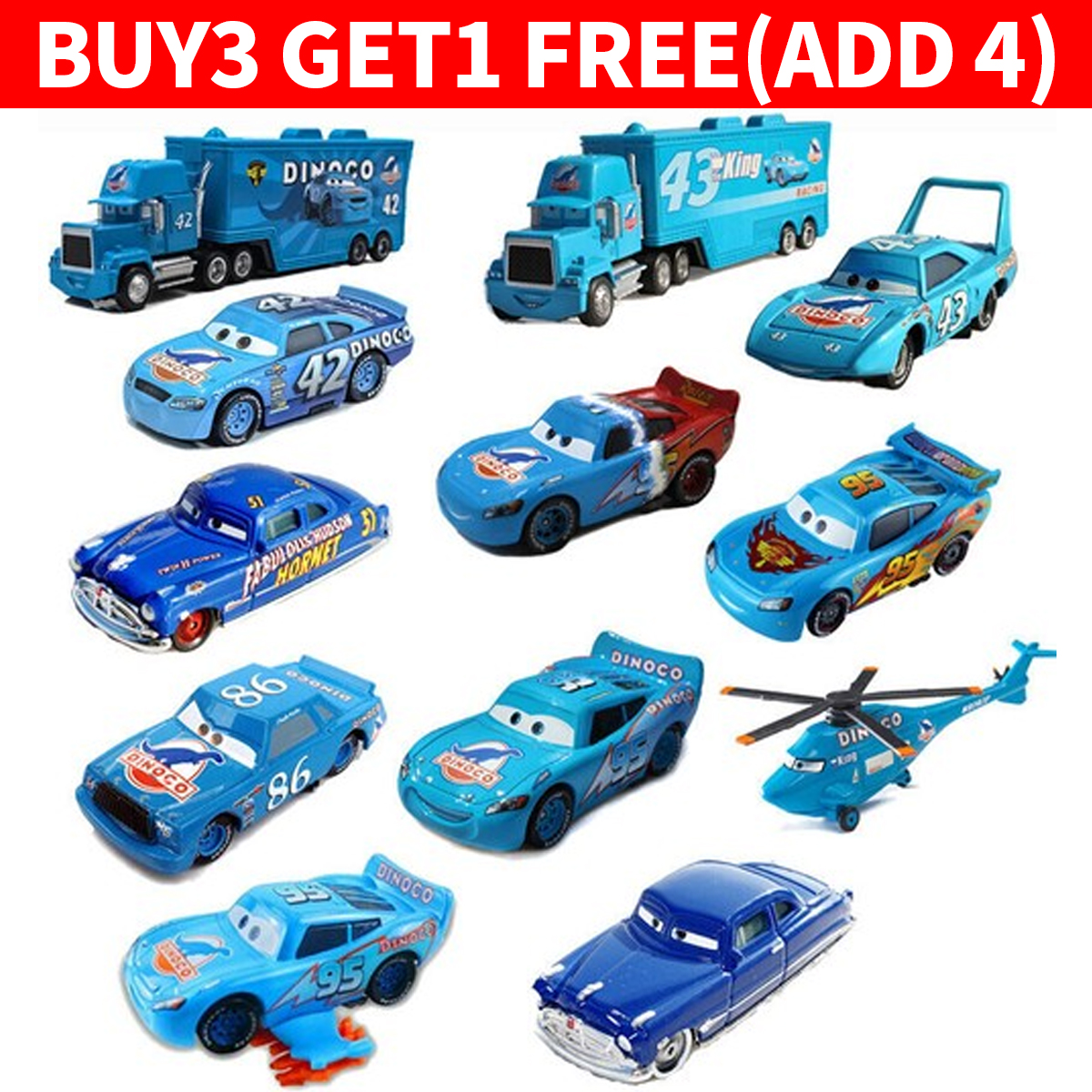 Diecast Model Toy Car Disney Pixar Car Blue Series Lightning
