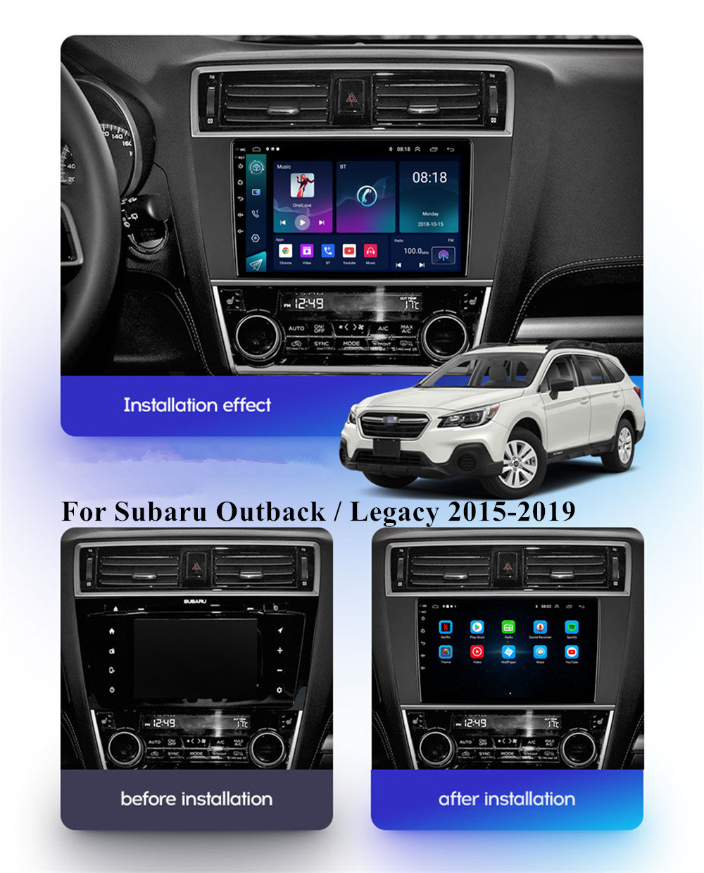 For 2015-2019 Subaru Outback Legacy Stereo Radio 9 Android