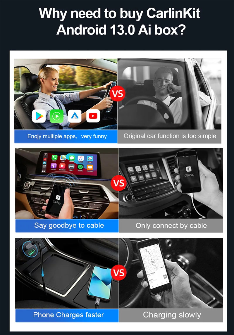 8+128G Android 13 Wireless Carplay AI Box SIM Card Car Multimedia