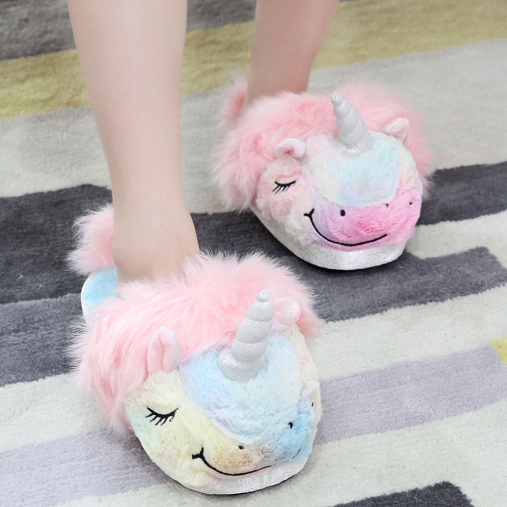 Details About Girls Unicorn Slippers Women Home Warm Winter Slippers Indoor House Shoes Flats