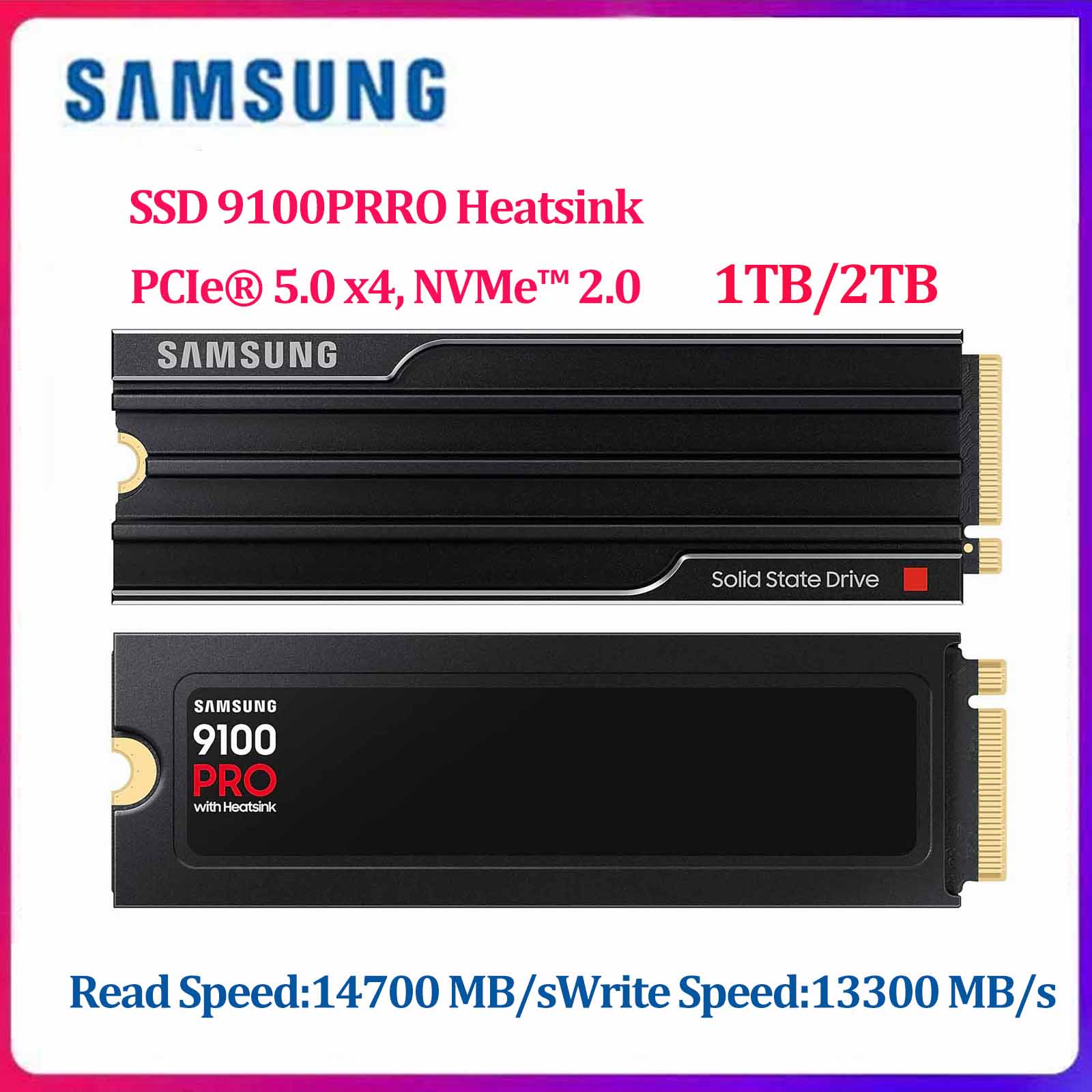 Samsung 9100 PRO Heatsink PCIe 5.0 NVMe M.2 SSD 1TB 2TB M.2 14700
