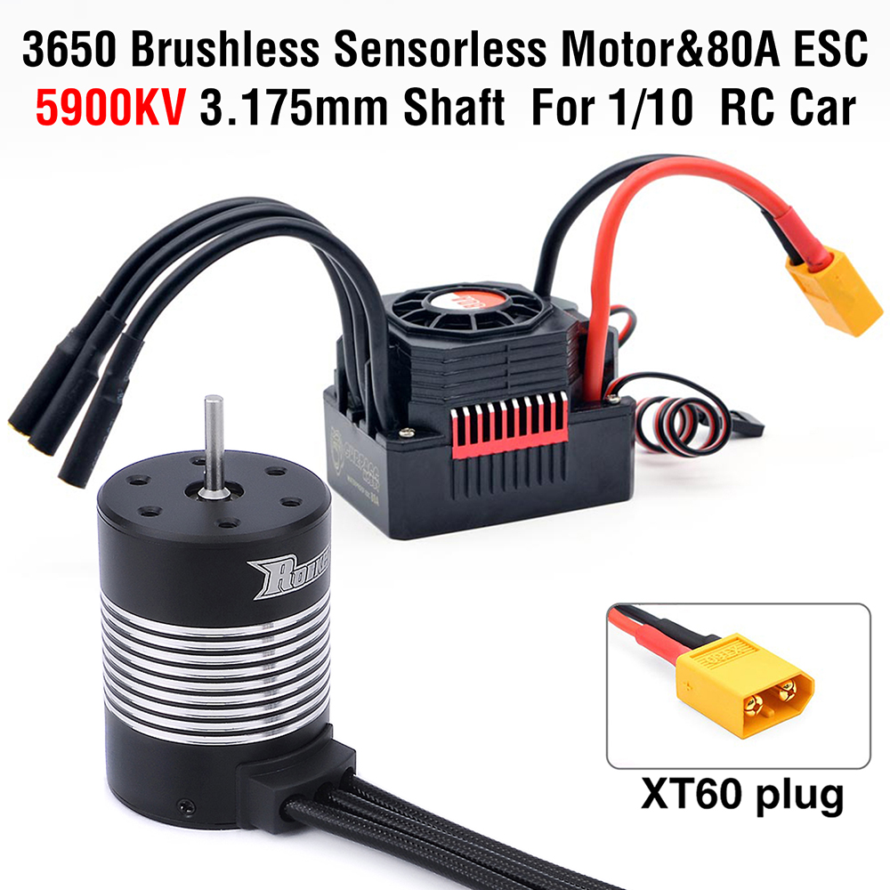 Rocket 3650 Waterproof Sensorless Brushless Motor 5900KV 80A ESC