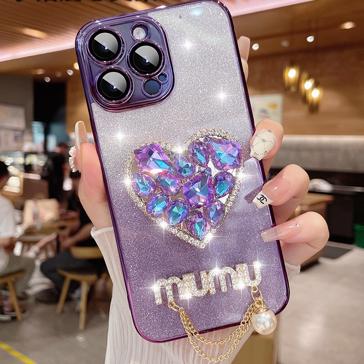 For iPhone 16 Pro Max 15 14 13 12 Luxury Glitter Heart Love