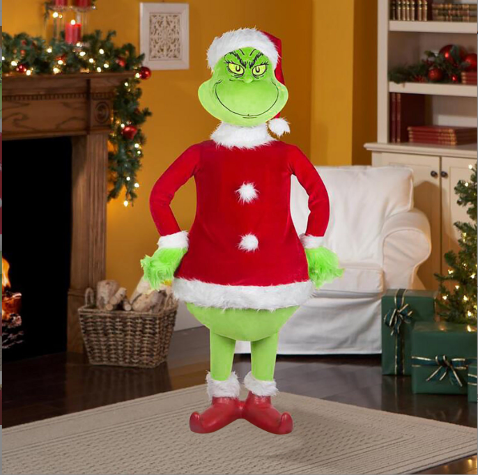 60cm Plüsch Grinch Weihnachten Deko Figur Xmas Plüschtier Kuscheltier für Kinder