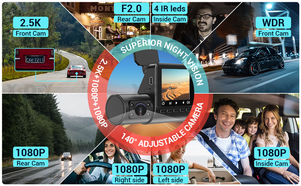 3 Kanal 4K/2,5 K GPS WIFI & APP DashCam Auto Kamera Recorder with