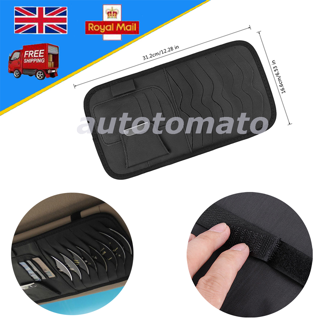 Sun Visor Holder,Universal Car Sun Visor Leather CD Sunglass Card Organizer Holder